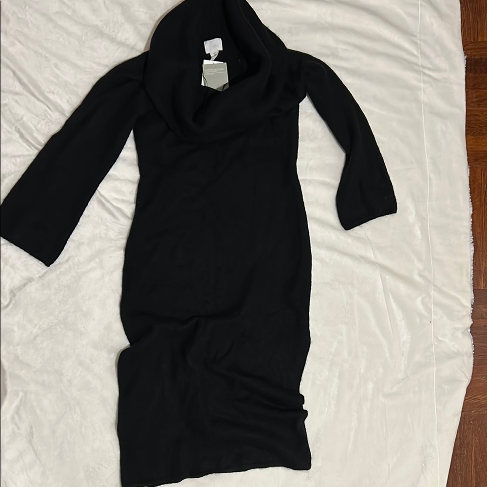 Elegant Black Cowl Neck Dress